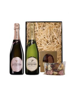 Champagne Jacquart Champagne Brut 75CL & Rosé 75CL Valentijnspakket met Chocolade