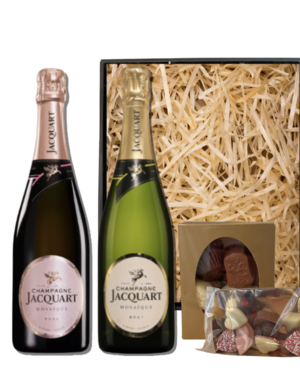 Champagne Jacquart Champagne Brut 75CL & Rosé 75CL Valentijnspakket met Chocolade