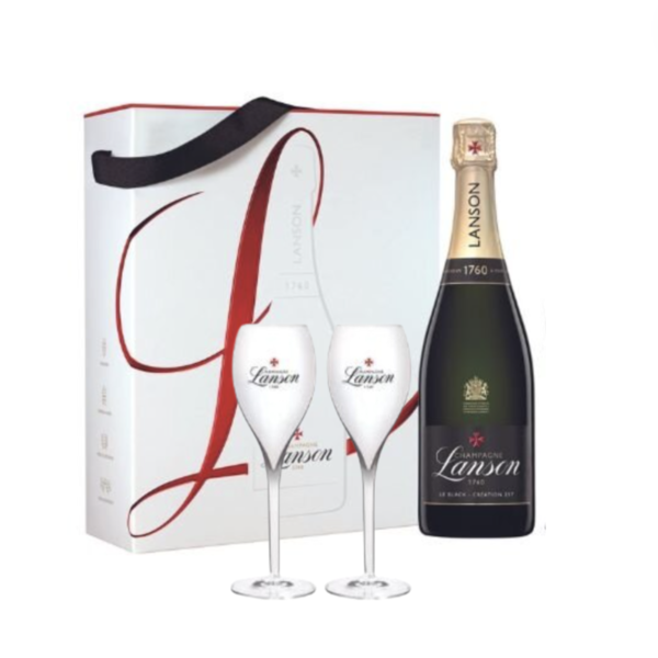 Lanson Le Black Label Brut 75cl met 2 Glazen in Giftpack