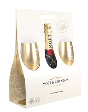 Moët & Chandon Imperial Brut 75CL met 2  Gouden Glazen