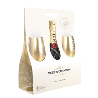 Moët & Chandon Imperial Brut 75CL met 2  Gouden Glazen