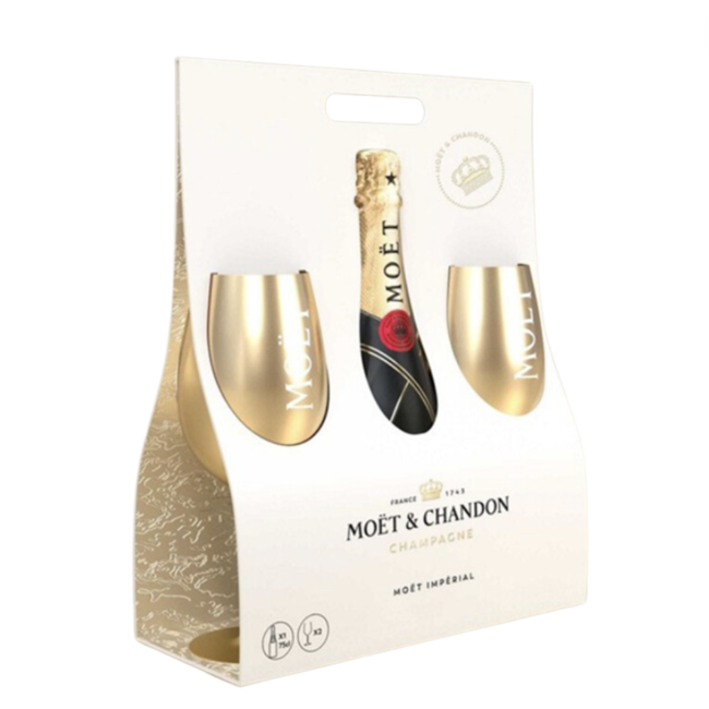 Moët & Chandon Imperial Brut 75CL met 2 Gouden Glazen
