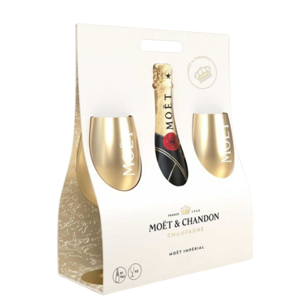 Moët & Chandon Imperial Champagne Glass - Gold Trim - Real Glass, France
