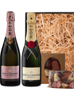 Moët & Chandon Champagne Brut 75CL & Rosé 75CL Valentijnspakket met Chocolade