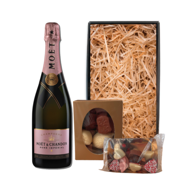 Moët & Chandon Champagne Rosé 75CL Valentijnspakket met Chocolade