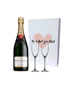 Moët & Chandon "Ik vind jou Lief"  Brut 75cl met 2 flutes geschenkdoos