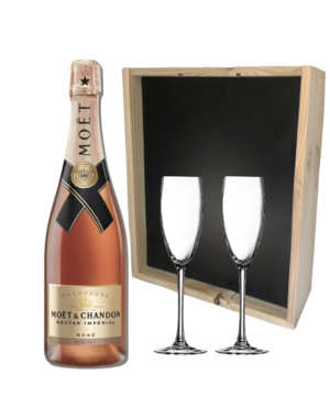 Moët & Chandon Nectar Impérial Rosé in Geschenkkist + 2 flutes 75CL