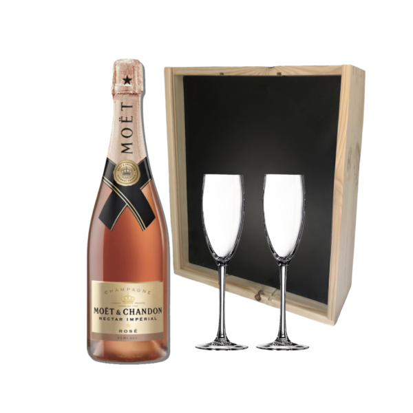 Moët & Chandon Nectar Impérial Rosé in Geschenkkist + 2 flutes 75CL