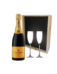 Veuve Clicquot  Brut in Geschenkkist + 2 flutes