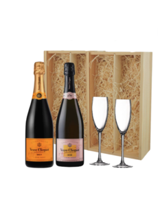 Veuve Clicquot  Veuve Clicquot Brut & Rosé in geschenkkist + 2 flutes