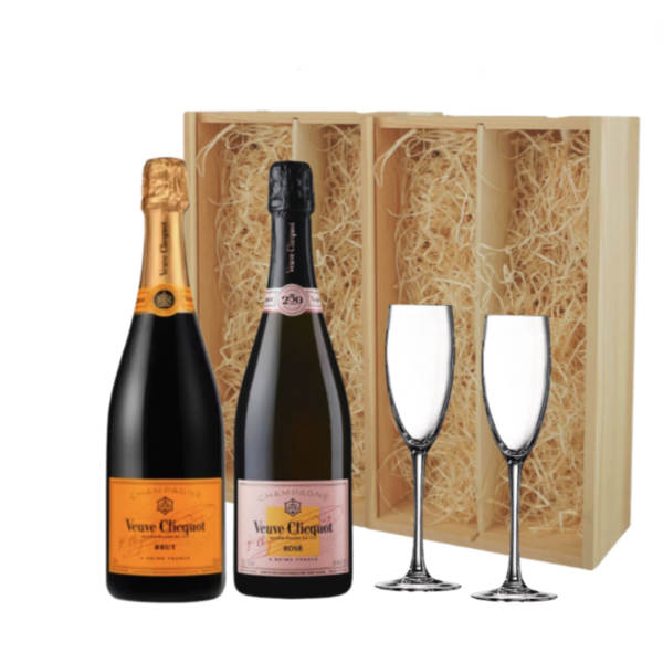 Veuve Clicquot  Veuve Clicquot Brut & Rosé in geschenkkist + 2 flutes