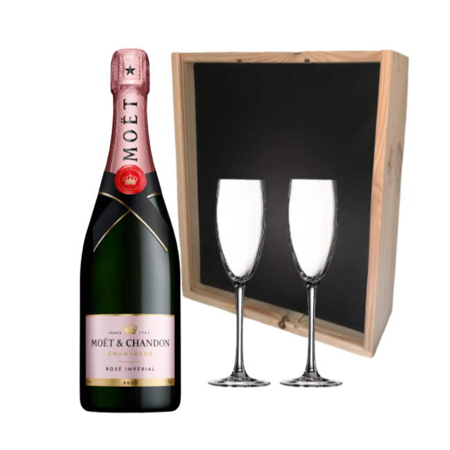 Moët & Chandon Impérial Rosé in Geschenkkist + 2 flutes 75CL