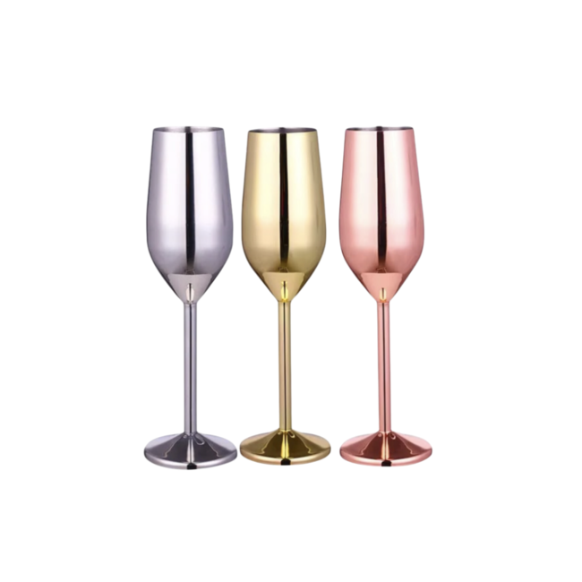 RVS champagneglazen set 3 stuks