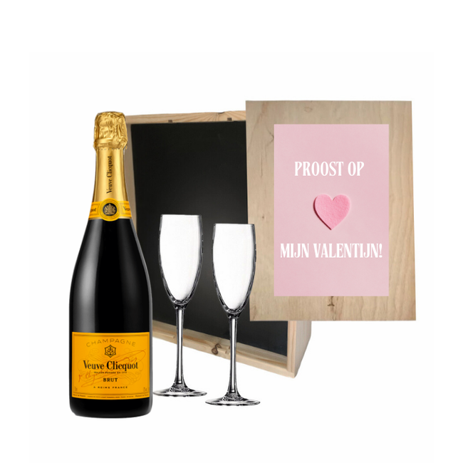 Gepersonaliseerde kist met Champagne en 2 glazen