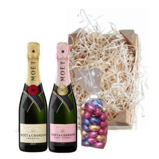 Moët & Chandon Paaskratje Brut & Rosë 20cl met Paaseitjes