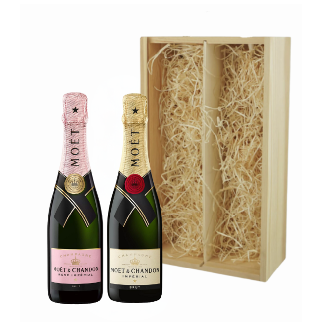 Moët & Chandon 2-vaks kist Impérial Brut 37,5CL  & Brut Rosé 37,5CL