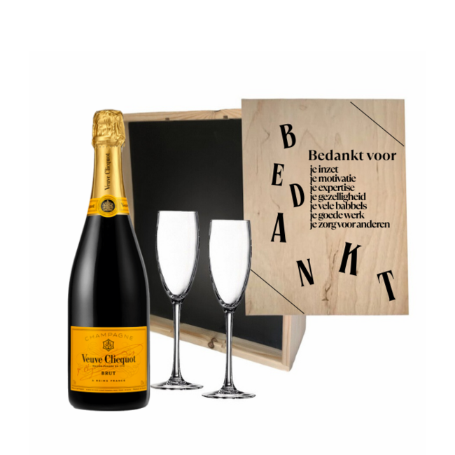 Gepersonaliseerde Kist met Champagne en 2 Glazen voor de Dag van de Zorg