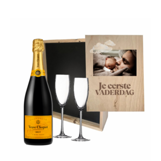 Gepersonaliseerde kist voor Vaderdag met Champagne en 2 glazen