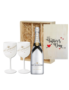  Gepersonaliseerde Kist voor Vaderdag met Moët & Chandon Ice met 2 glazen