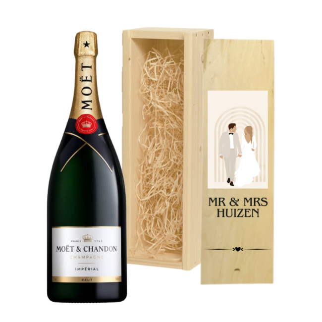 Gepersonaliseerde Magnum kist met Champagne - Huwelijkscadeau