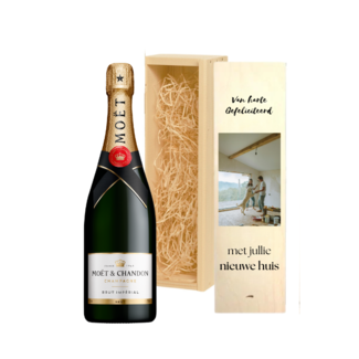 Nieuwe Woning Cadeau - Gepersonaliseerde kist met Champagne