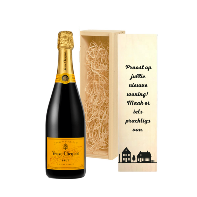 Nieuwe Woning Cadeau - Gepersonaliseerde kist met Champagne