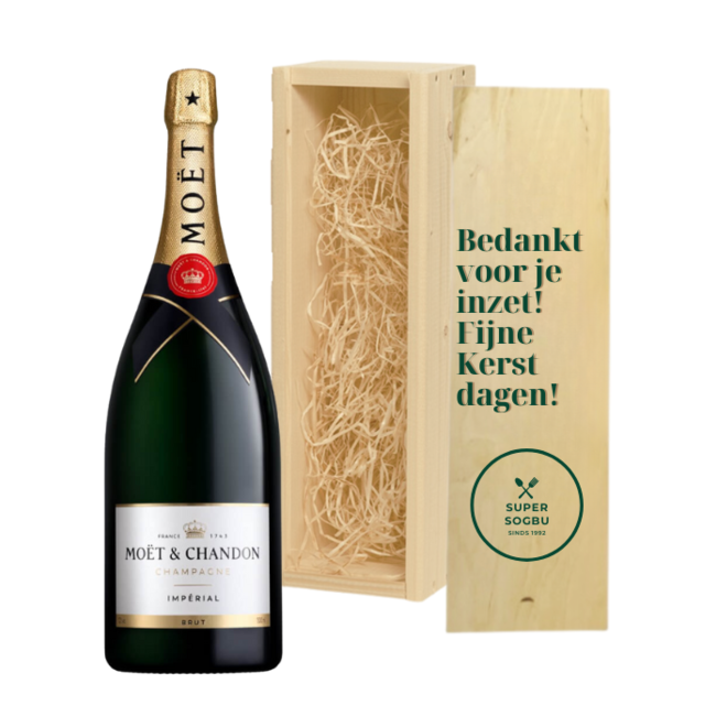 Relatiegeschenk voor Kerst – Magnum Champagne in Gepersonaliseerde Kist