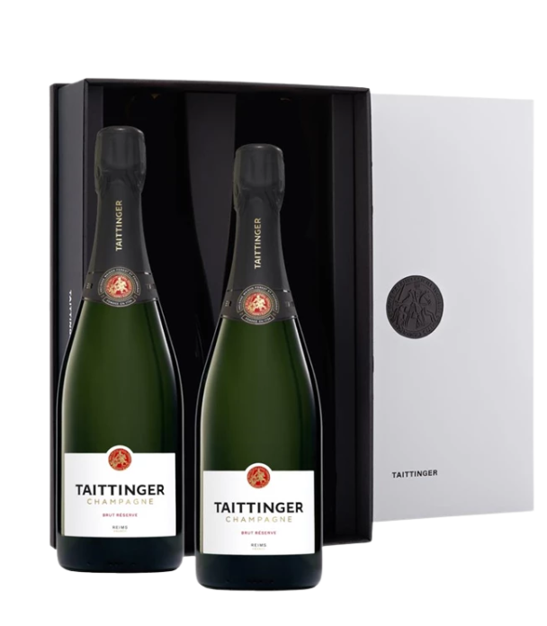 Taittinger Brut Reserve シャンパン2本セット Taittinger Brut Champagne Duo Giftbox | Online Champagne Kopen