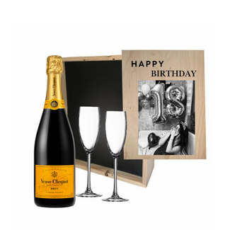 Champagne Felicitatie Cadeau in Luxe Houten Kist