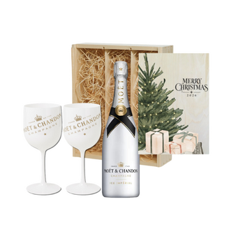Moët &  Chandon Ice met 2 iceglazen– met standaard Kerstbedrukking