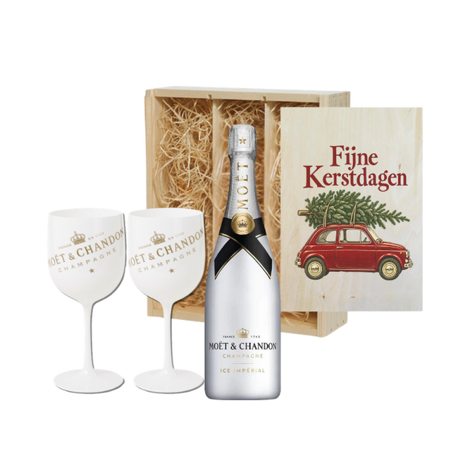 Moët &  Chandon Ice met 2 iceglazen– met standaard Kerstbedrukking
