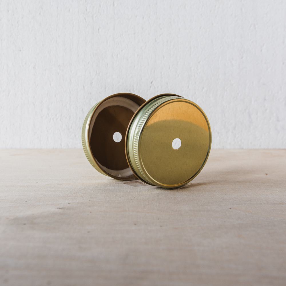 Masonjar Mason Jar regular straw hole lid gold Mason Jar