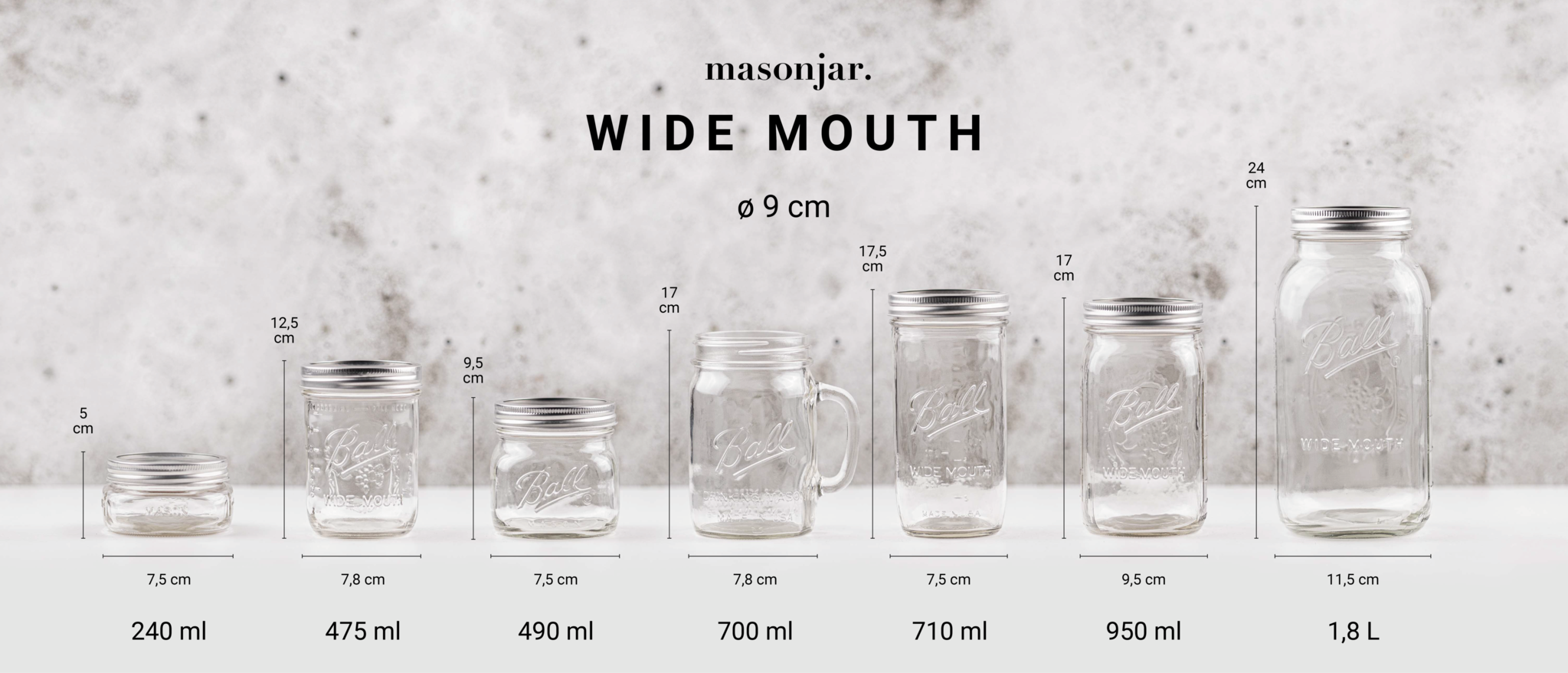 wide mouth mason jar sizes - Google Search