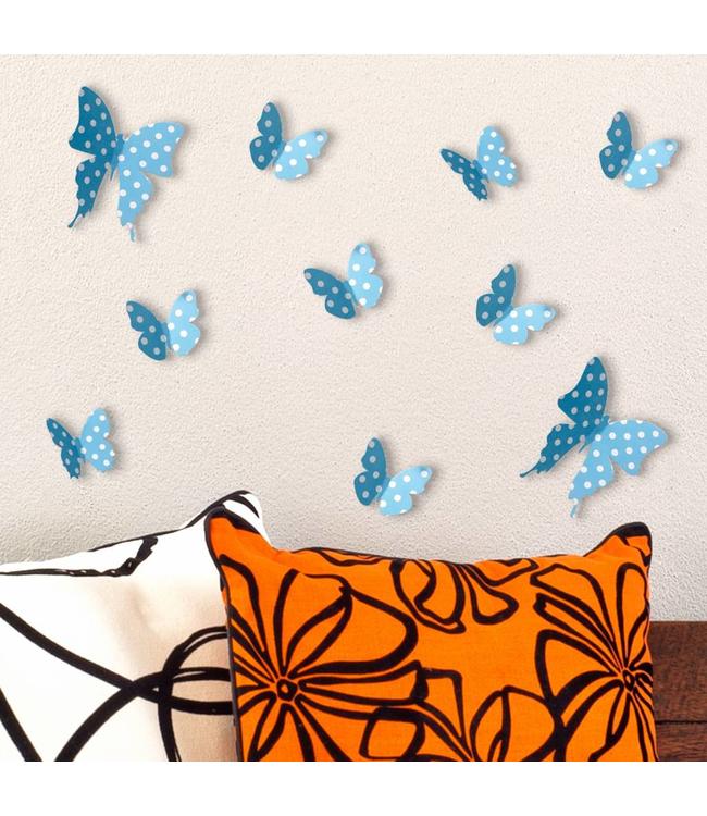 3D vlinders blauw met stippen
