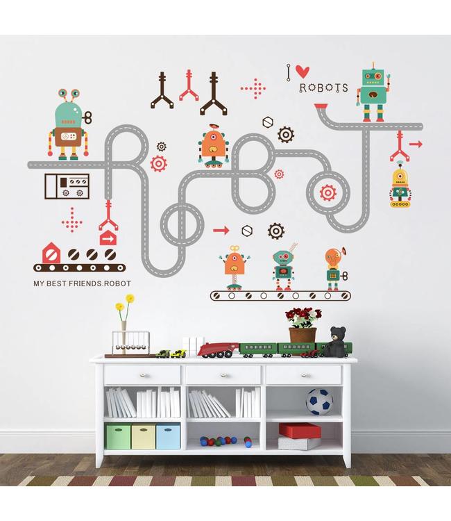 Uitstralen Parameters Piraat Muursticker I love robots- muurstickers babykamer - Muurstickers&zo