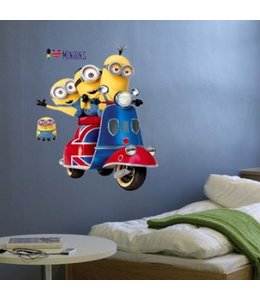 Muursticker minions op scooter