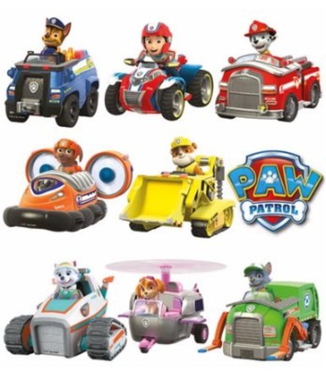 Muursticker paw patrol voertuigen