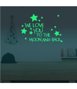 Muursticker we love you to the moon glow in the dark