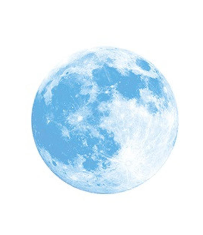 Muursticker glow in the dark maan blauw