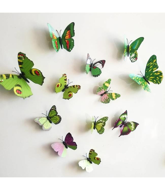 3D vlinders groen meerkleurig