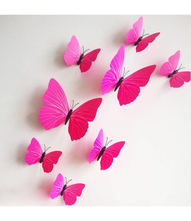 3D vlinders fuchsia