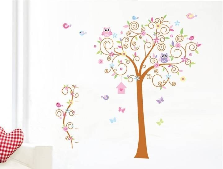 Wonderbaar Muursticker sierlijke boom uil, vogels vlinders - Muurstickers&zo XS-39