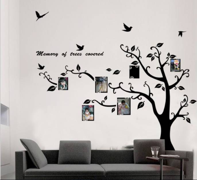 Muursticker boom met foto's woonkamer slaapkamer Muurstickers&amp;zo