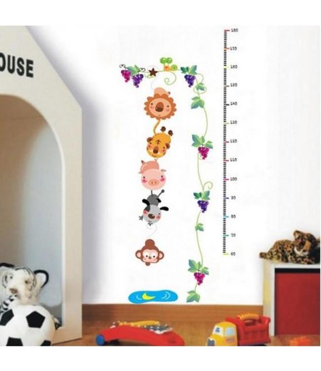 Muursticker groeimeter dieren en druifjes- babykamer kinderkamer Muurstickers&zo