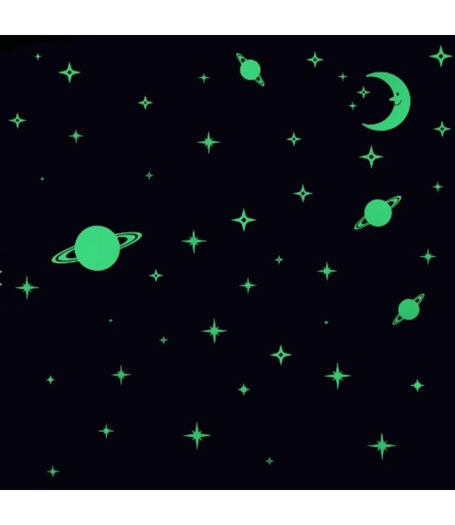 muursticker glow in the dark maan sterren en planeten
