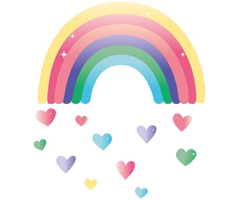 zegen Harnas Groet Muursticker regenboog met hartjes - muurstickers babykamer - Muurstickers&zo