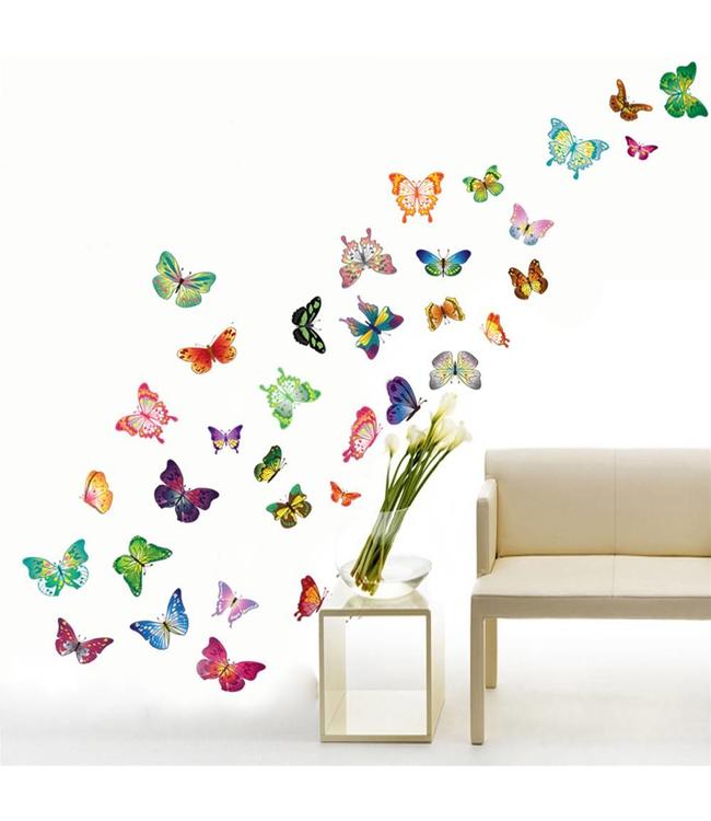 Muursticker mooie kleurrijke vlinders