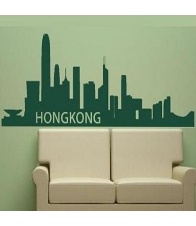 Muursticker skyline Hongkong