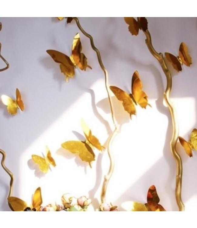 3D vlinders spiegel effect goud