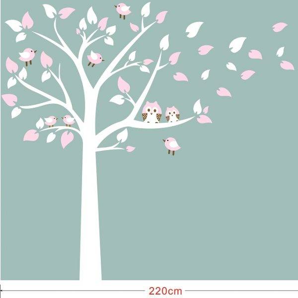 dutje Tektonisch Echt Muursticker witte boom met uiltjes en vogeltjes blauw - kinderkamer  babykamer - Muurstickers&zo